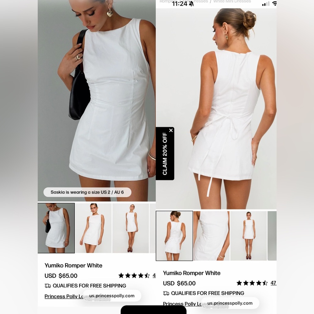 Princess Polly White Yumiko Romper